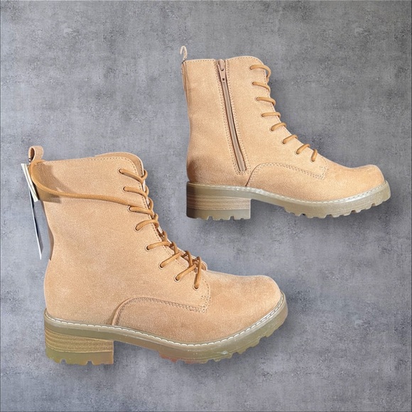 Universal Thread LaceUp Ophelia Side Zip Combat Boots with  Memory Foam - Picture 8 of 14